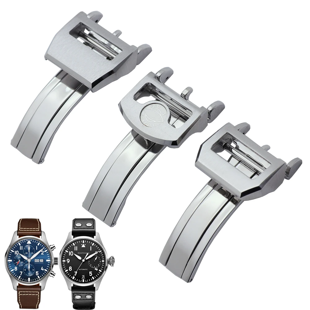 Top Trends: 18mm Quality Stainless Steel Deployment Folding Clasp For IWC Mark LE PETIT PRINCE Big PILOT Spitfire Timezon Portuguese Bracele Shoppable Styles