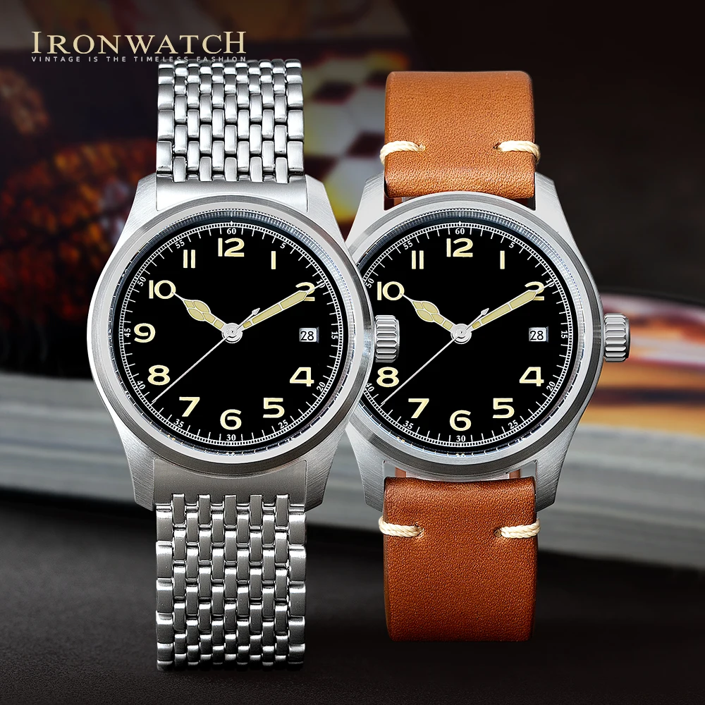 Top Trends: Ironwatch Pilot Watch 38mm Military Minimalist Style Custom Dial Calendar Luminous Waterproof Men's Automatic Mechanical Watch Shoppable Styles