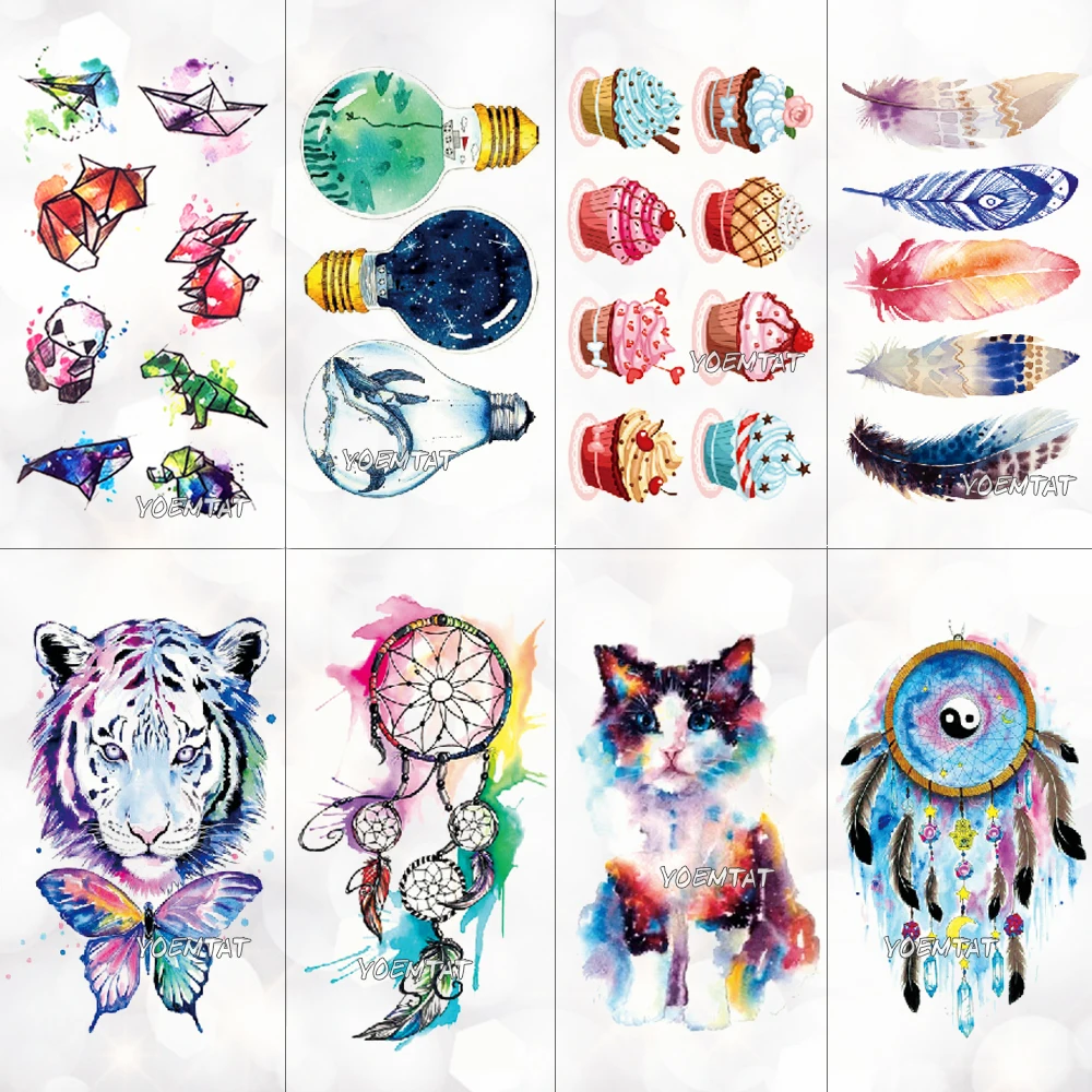 Top Trends: Waterproof Temporary Tattoo Sticker Cute Watercolor Cartoon Design Children Lamp Water Transfer Tatto Marine Man Girl Fake Tatoo Shoppable Styles