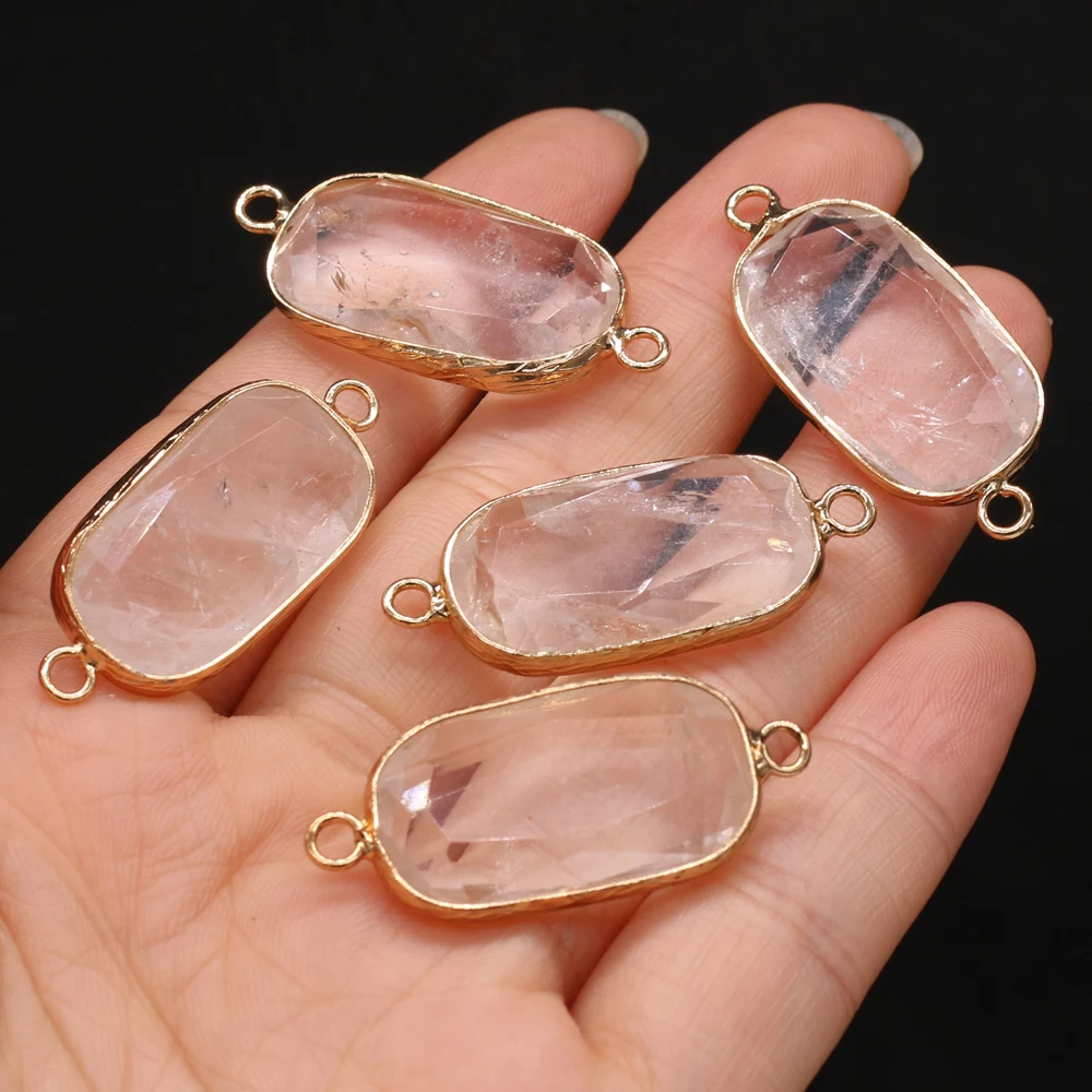 Top Trends: Natural Stone Charms Connector Double Hole Rose Quartzs Amazonite Pendant For Jewelry Making DIY Necklace Earring Size 15x35mm Shoppable Styles - Image 5