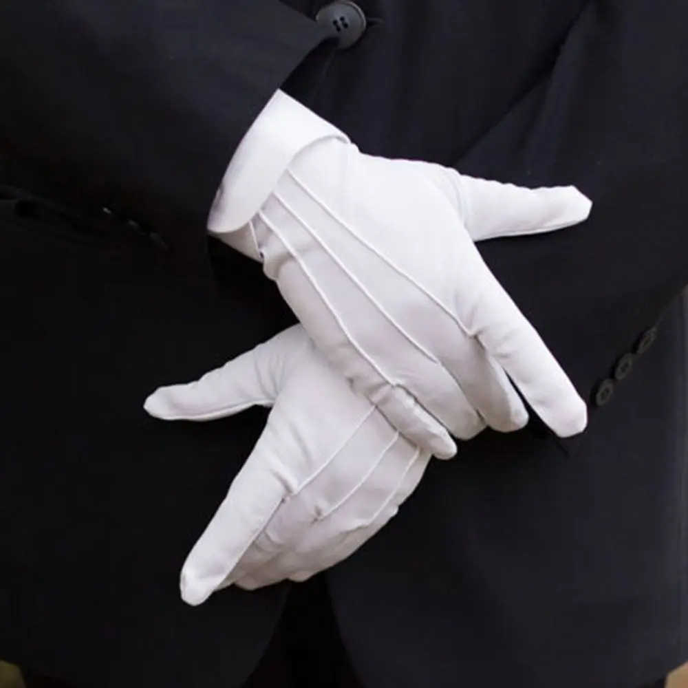 Top Trends: 1 Pairs Men Women White Gloves Formal Etiquette Waiters / Drivers / Jewelry / Workers Guard Parade Inspection Gloves Sweat Absorption Shoppable Styles