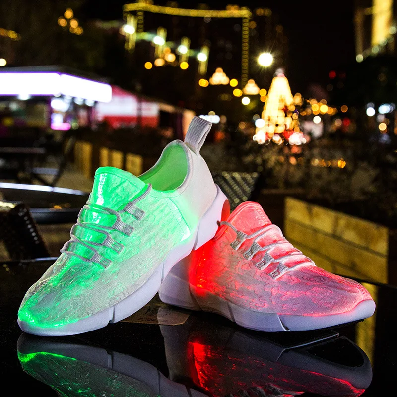 Top Trends: Size 25-47 New Summer Led Fiber Optic Shoes For Girls Boys Men Women USB Recharge Glowing Sneakers Man Light Up Shoes Shoppable Styles