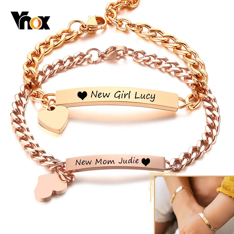 Top Trends: Vnox Customize Baby Mom Bracelets, Adjustable Stainless Steel Link Chain Bracelet, New Born Boys Girls Gift, Personalized Bangle Shoppable Styles