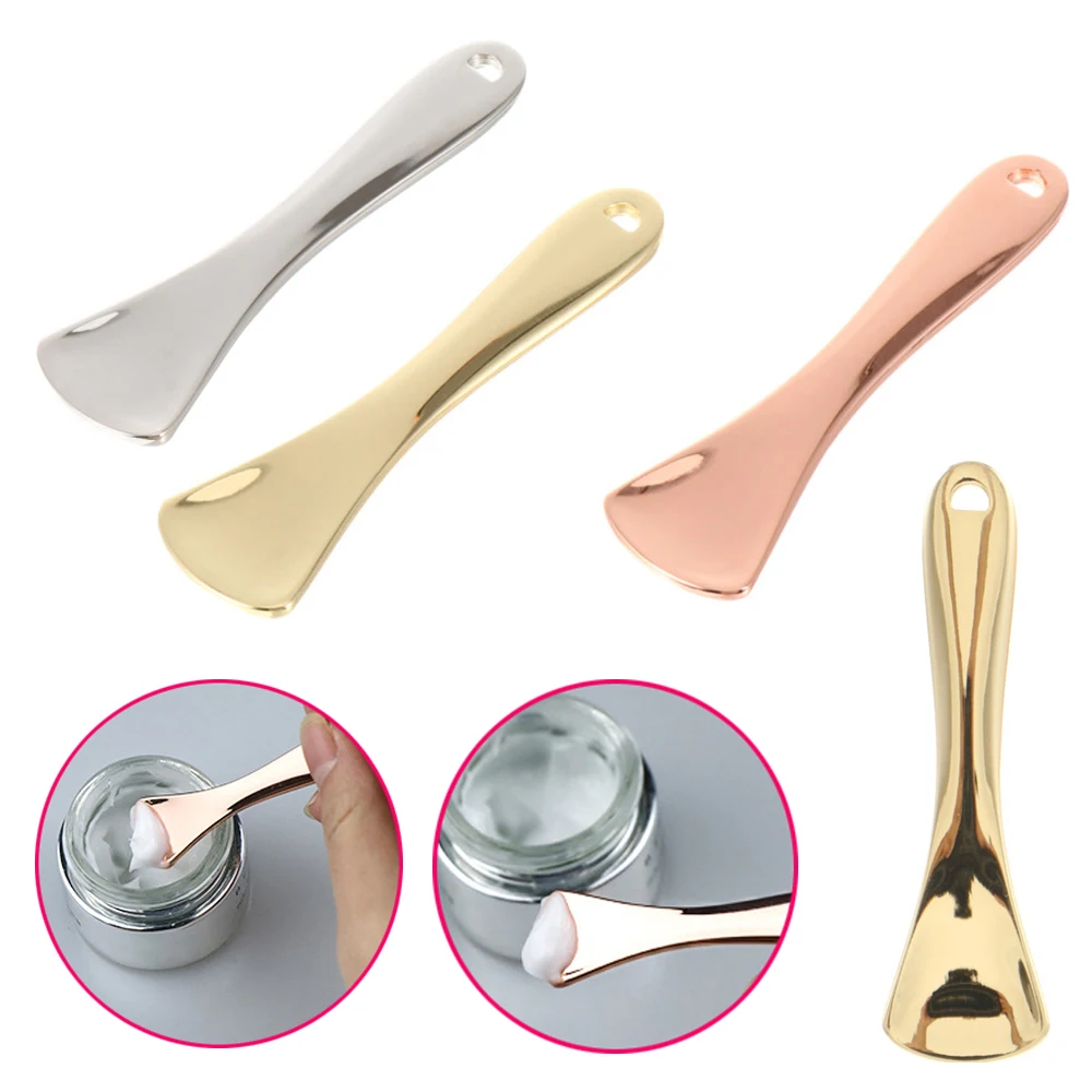 Top Trends: 1pcs Metal Zinc Mini Cosmetic Spatula Curved Scoop Gold Silver Makeup Mask Cream Spoon Eye Cream Stick Beauty Scoop Shoppable Styles