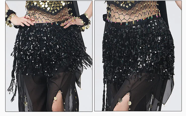 Top Trends: Women Boho Fringe Skirt Sexy Sequin Tassel Belly Dance Hip Scarf Rave Wrap Skirt Belt Performance Custume Skirt 2021 Shoppable Styles - Image 6