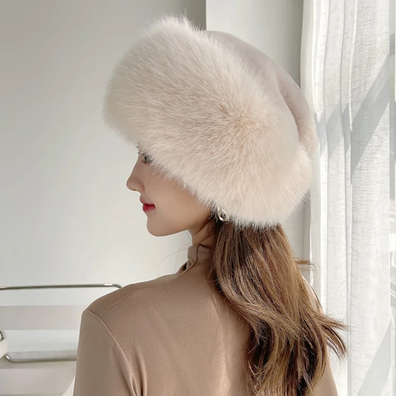 Top Trends: HT4003 Fur Hat Women Warm Snow Ski Cap Female Faux Fox Fur Bomber Hat Lady Windproof Winter Hats For Women Russian Hat Ushanka Shoppable Styles