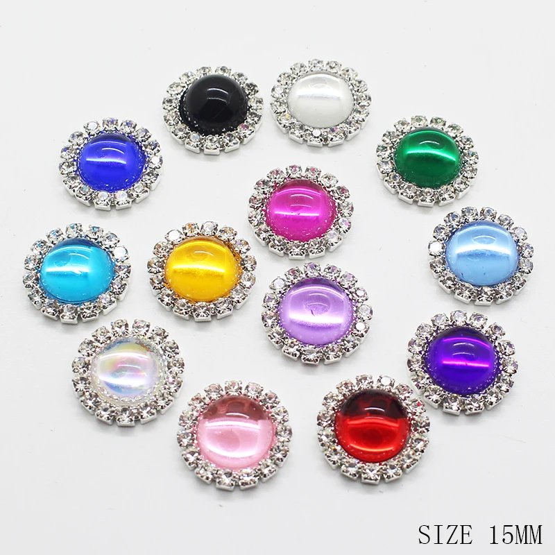 Top Trends: NEW Style 10pcs 15mm Glossy Beads Round Diy Jewelry Accessories Rhinestone Plate Wedding Invitation Clothing Accessories Shoppable Styles