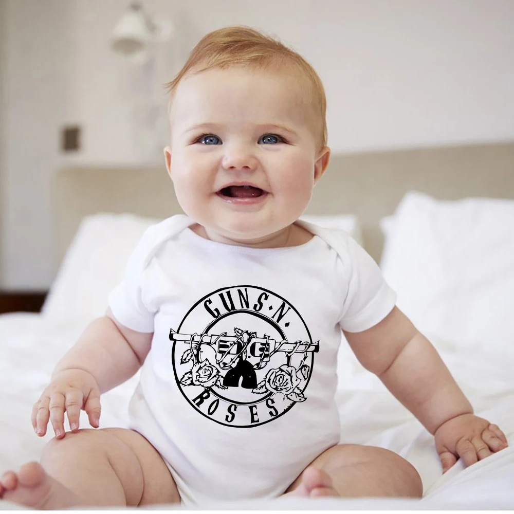 Top Trends: Guns N&#039; Roses Baby Boys Rock Clothes Hipster Harajuku Newborn Baby Bodysuit Punk Streetwear Infant Romper Tattoo Baby Onesie Shoppable Styles