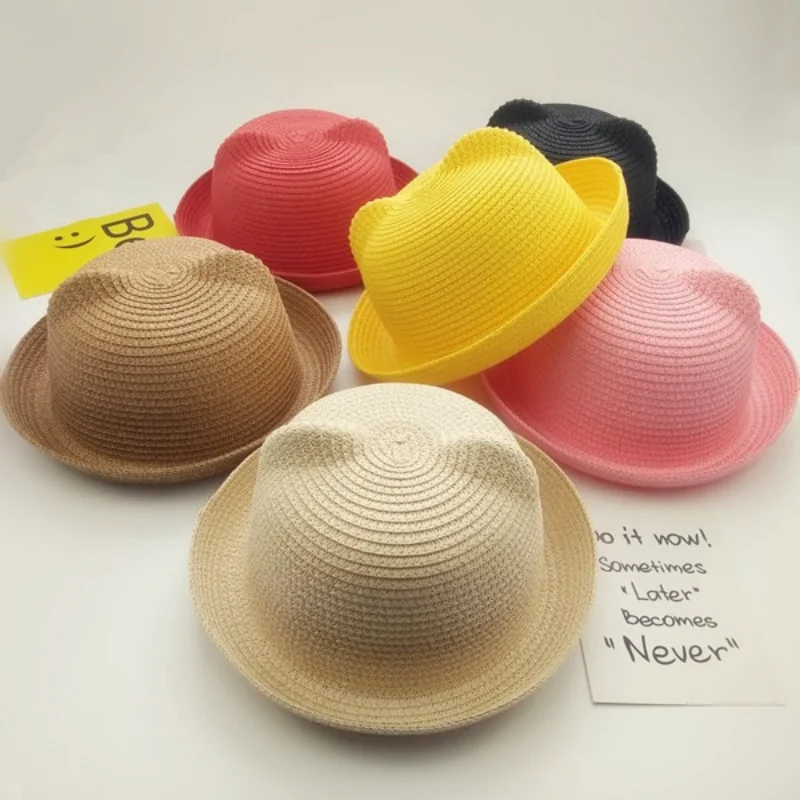 Top Trends: Boys Cap Girls Sun Hat Summer Children Panama Sun Hat Children Ear Decoration Sun Hat Solid Kid Floppy Panama Hat Shoppable Styles