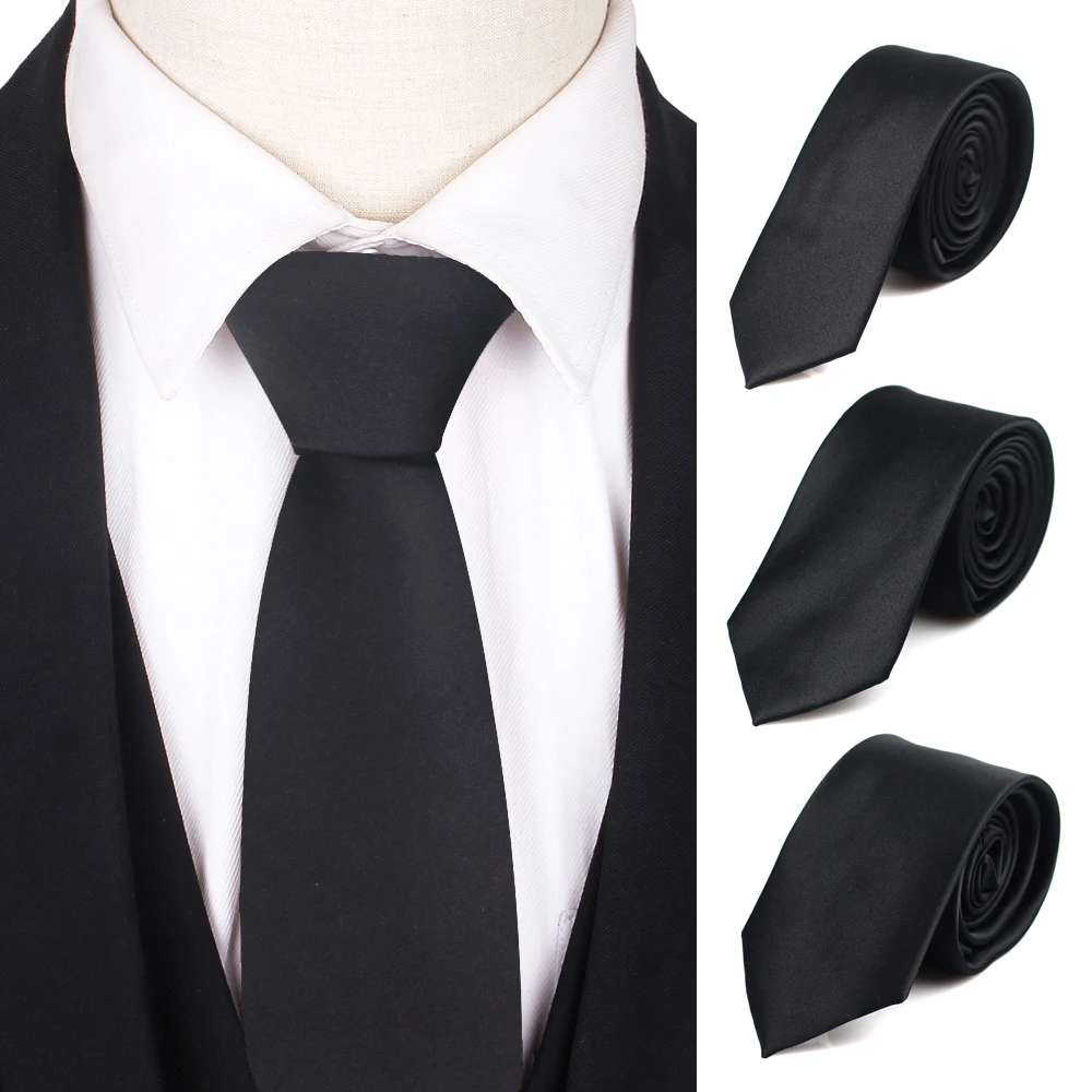 Top Trends: Black Neck Ties For Men Women Casual Suits Solid Tie Gravatas Skinny Mens Neckties For Business Wedding Slim Men Ties Shoppable Styles