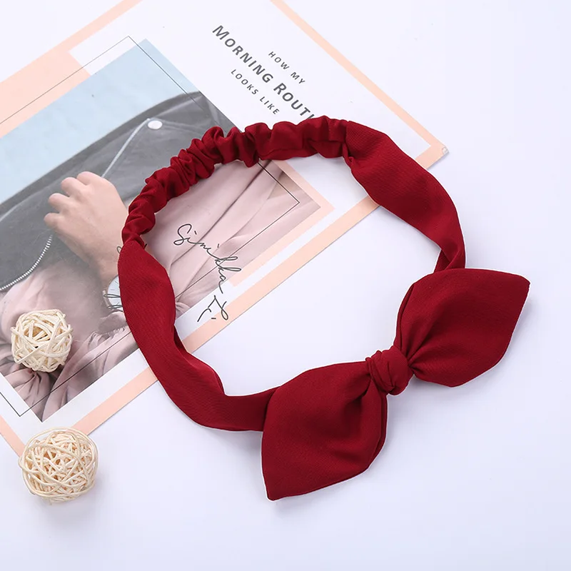 Top Trends: Plain Polyester Rabbit Ear Headband For Women Female High Quality Elastic Bow Hairband Headwear Hair Accessories Shoppable Styles