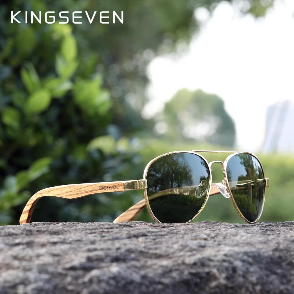 Top Trends: KINGSEVEN Sunglasses For Men Polarized Wooden UV400 Protection Sun Glasses Fashion Women Zebra Eyewear Male Round Gafas De Sol Shoppable Styles