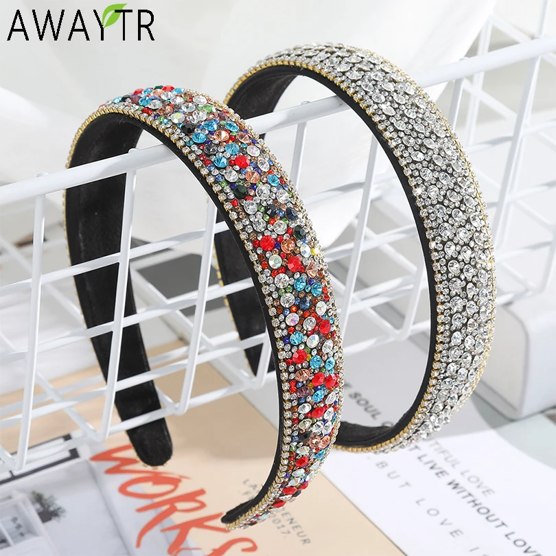 Top Trends: AWAYTR Crystal Headbands Fashion Hair Hoop Bands Bezel Luxurious Rhinestones Sponge Hairbands Women Hair Accessories Headdress Shoppable Styles