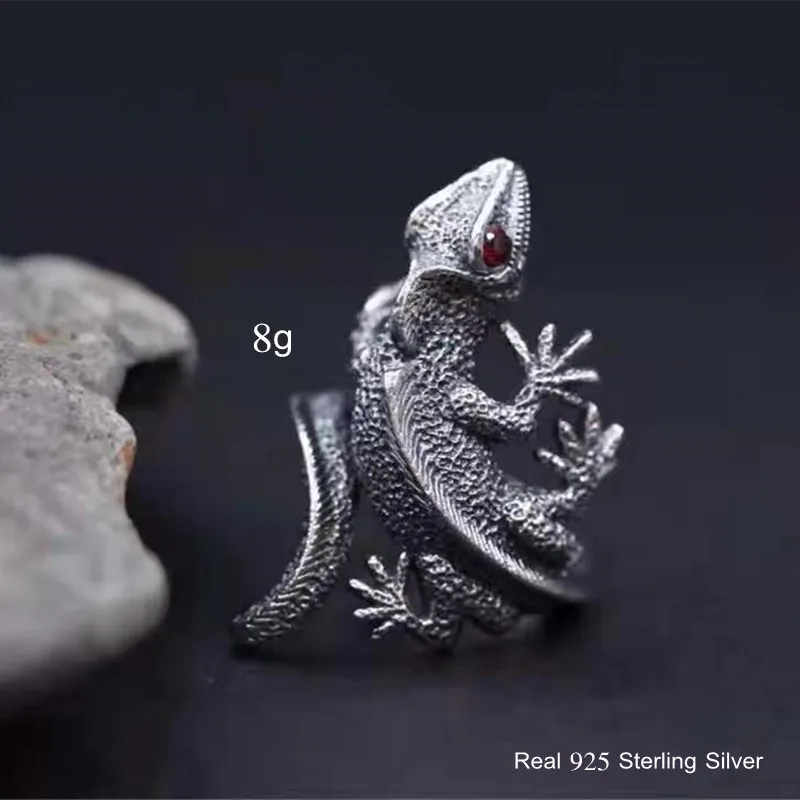 Top Trends: Buyee 925 Sterling Silver Personality Big Ring Finger Cute Lizard Animal Open Ring For Man Woman Fashion Punk Fine Jewelry Shoppable Styles