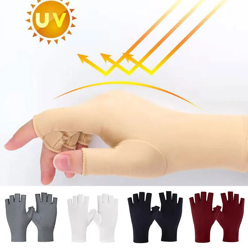 Top Trends: Women Half Fingers Gloves Summer Breathable Thin Semi-Finger Driving Glove New Solid Sunscreen Anti-Uv Fingerless Glove Hot Sale Shoppable Styles