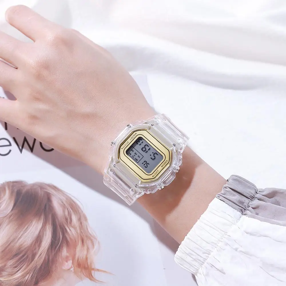 Top Trends: Fashion Men Women Watches Gold Casual Transparent Digital Sport Watch Lover's Gift Clock Children Kid's Wristwatch Female Clock Shoppable Styles - Image 3