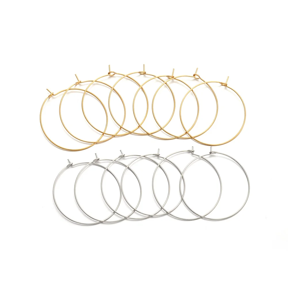 Top Trends: 20pcs / lot Gold Stainless Steel Big Circle Wire Hoops Loop Earrings High Quality For DIY Dangle Earring Jewelry Making Supplies Shoppable Styles