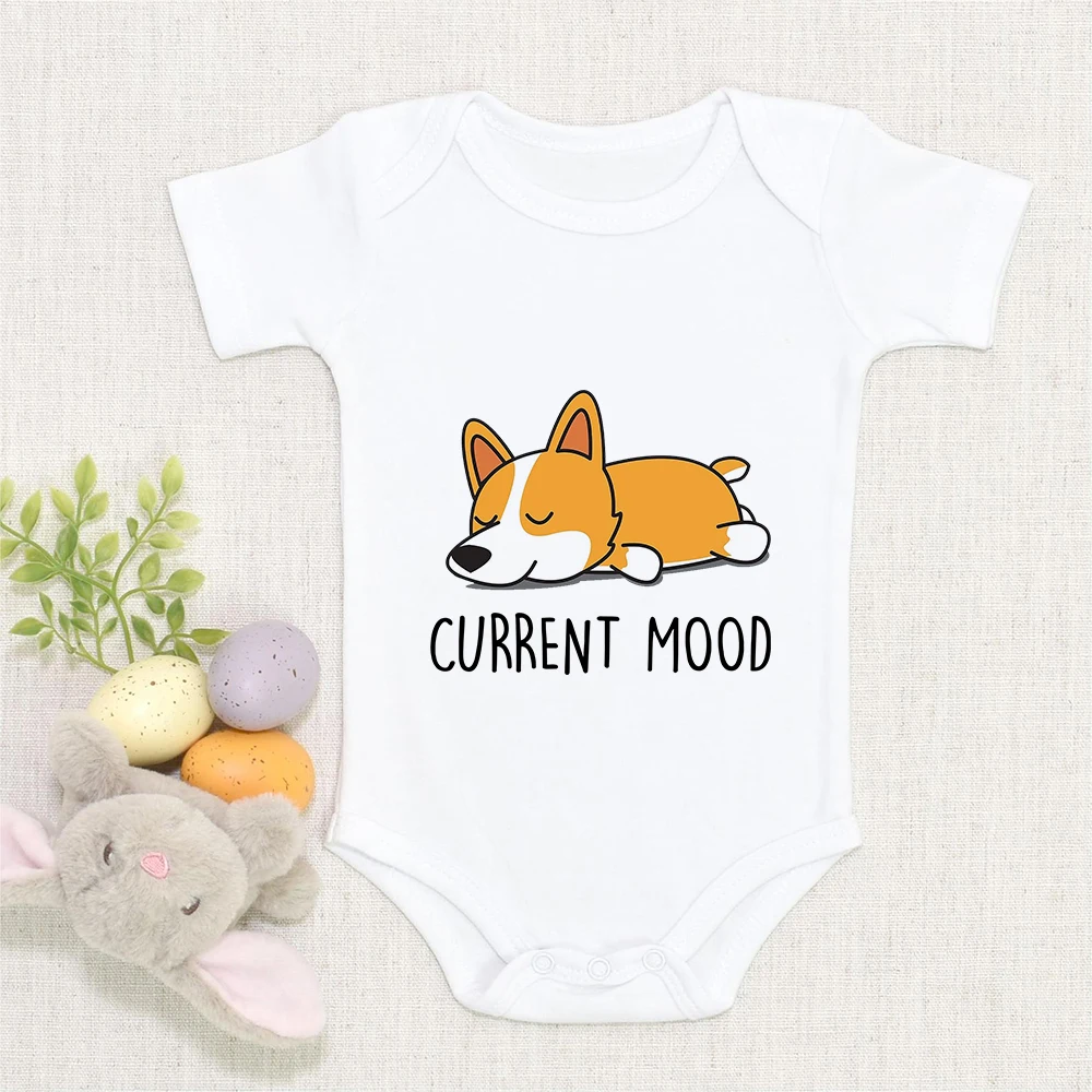 Top Trends: Corgi Print Cartoon Cute Newborn Streetwear One-Pieces Onesie White Tops Summer Brand Baby Girl Clothes Infant Boy Bodysuit Shoppable Styles