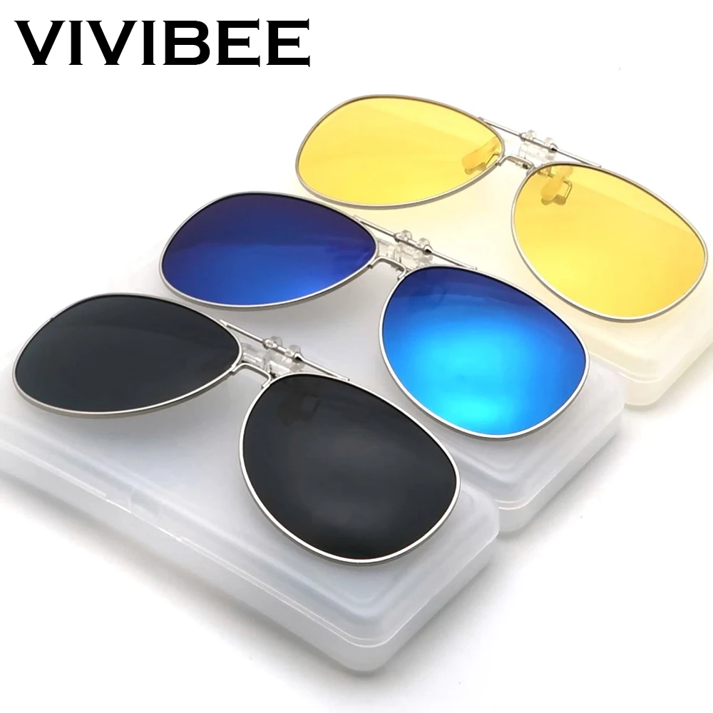 Top Trends: VIVIBE Oversized Pilot Flip Up Clip On Sunglasses Men Driving Alloy Frame Big Size Women Aviation Glasses Clips For Myopic Shoppable Styles