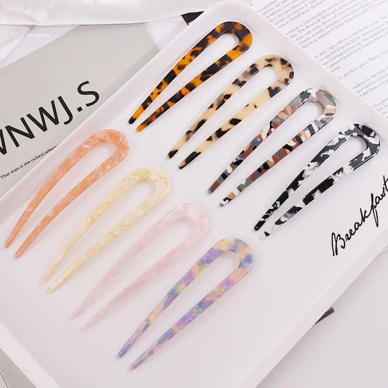 Top Trends: Fashion Hairpin Hair Sticks Women Hair Clip Elegant Colorful Acetate Hair Clips Girls Hair Sticks Hair Accessories Hairpin New Shoppable Styles