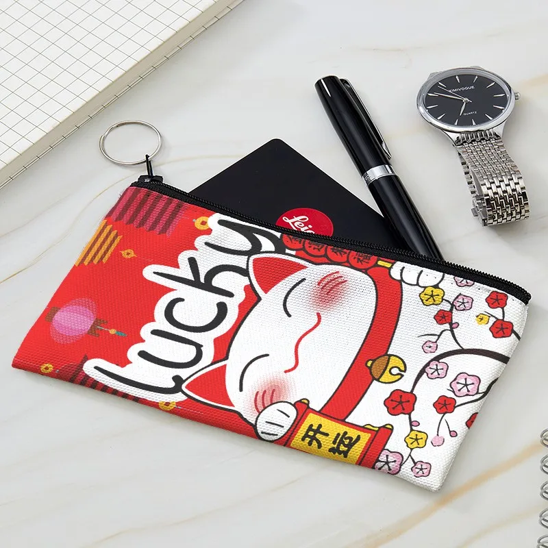 Top Trends: New Funny Cat New Year Chinese Red Envelope Pattern Women And Men Coin Purse Girls Lady Wallet Pouch With A Zipper Canvas Bag Shoppable Styles