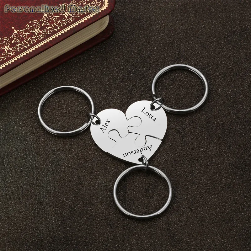 Top Trends: Personalized Master Customized Letter Key Chain Stainless Steel Heart Puzzle Engraved Name BFF Keyrings Friendship DIY Keychains Shoppable Styles - Image 2