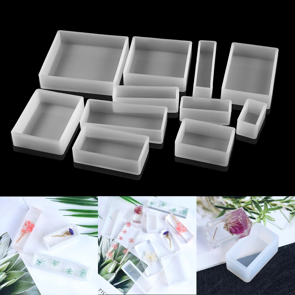 Top Trends: 1Pcs Square Rectangle Silicone Mold Dried Flowers Plant UV Epoxy Resin Mould For DIY Coaster Pendant Jewelry Making Accessories Shoppable Styles