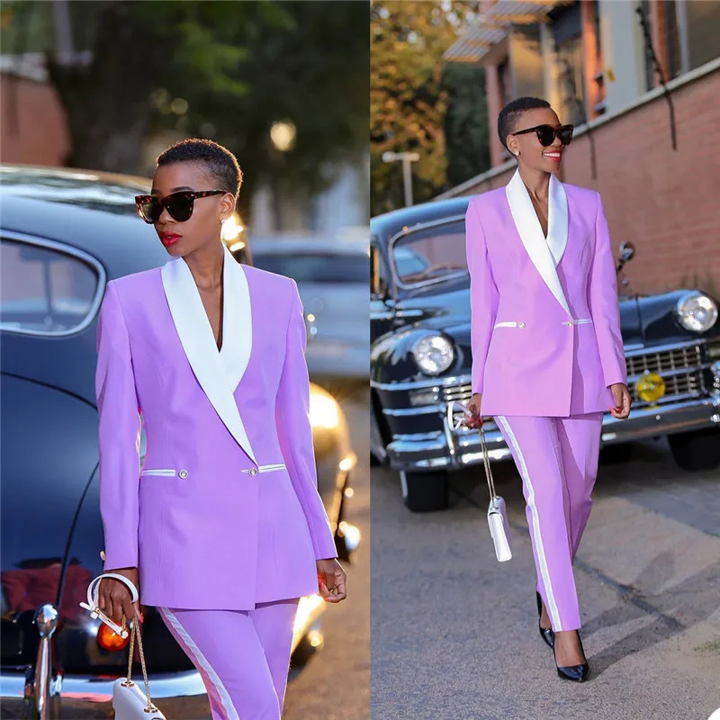 Top Trends: Tesco Purple Women Suits Blazer+ Pants 2 Piece For Work Pantsuit For Wedding Party Business Custom Made Conjunto Femininos Shoppable Styles