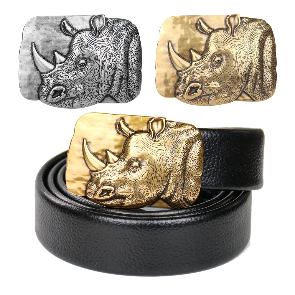 Top Trends: 3D Heavy Metal Rhinoceros Belt Buckle Fierce Animal Gold Silver Ramhorn Rhino Hebilla Cinturon Homemade Man Jeans Accessory Gift Shoppable Styles