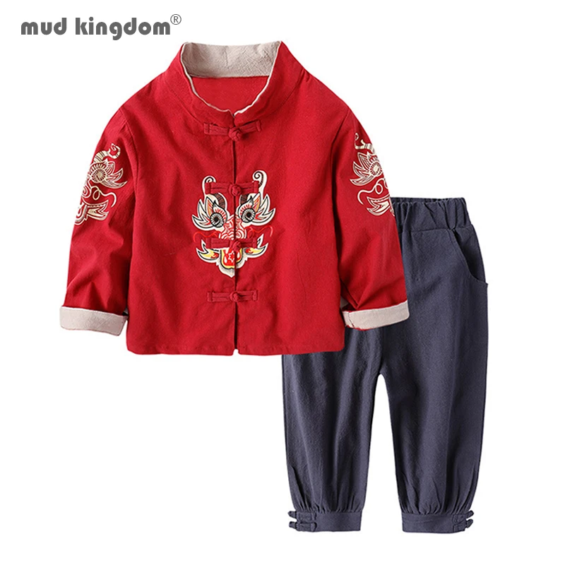 Top Trends: Mudkingdom Boys Girls Outifts Chinese New Year Clothes Kids Costume Tang Jacket Coats And Pants Suit Children Clothing Sets Shoppable Styles