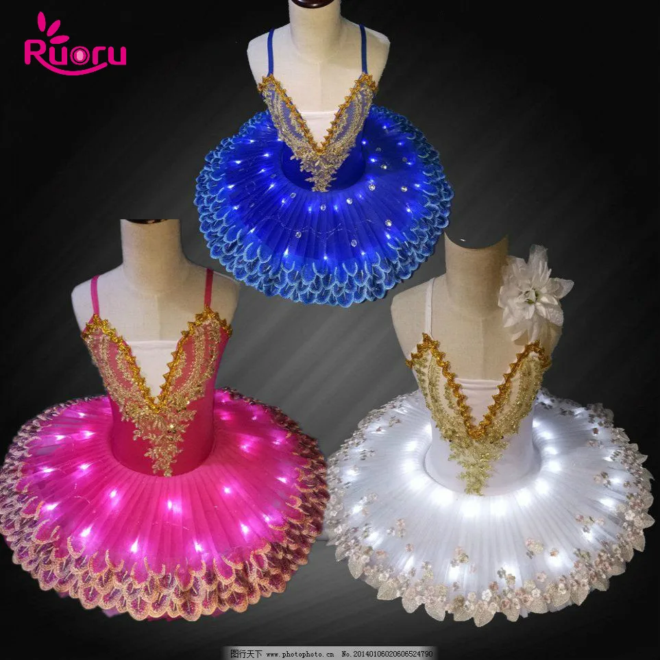 Top Trends: Ruoru Professional Ballerina Led Ballet Tutu For Child Children Kids Girls Adults Pancake Tutu Dance Costumes Ballet Dress Girls Shoppable Styles