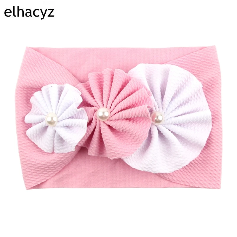 Top Trends: 2024 Trendy Baby Big Bow Headband Pearl Flower Turban Kids Fabric Elastic Hair Band Children Head Wrap Girls Hair Accessories Shoppable Styles - Image 5