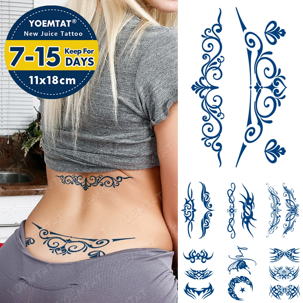 Top Trends: Juice Ink Lasting Waterproof Temporary Tattoo Stickers Flower Chain Butterfly Flash Tatto Women Sexy Waist Body Fake Tattoos Men Shoppable Styles