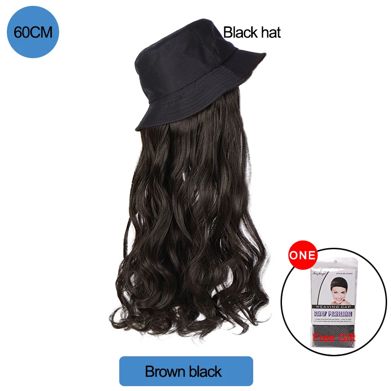 Top Trends: DIANQI Synthetic Wig For Women, natural Wavy Black / Brown Hair, connection With Black Fisherman Hat, No Adjustable For Girls Shoppable Styles - Image 4