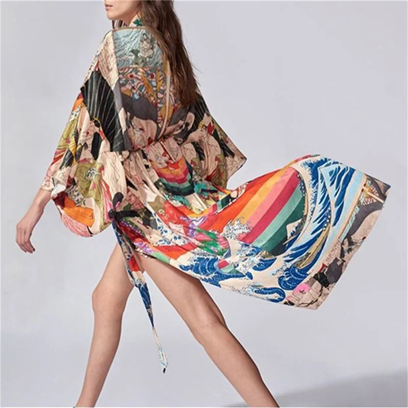 Top Trends: 2023 Summer Women Fashion Print Long Sleeve Cardigan Female Blouse Loose Casual Cover Up Shirts Beach Kimono Blusas Shoppable Styles