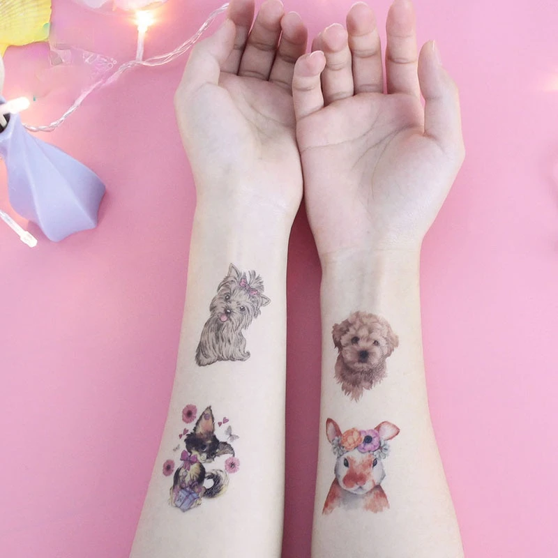 Top Trends: 8pcs New Product Animal Small Teddy Husky Shiba Inu Tattoo Stickers Cute Pet Dog Cat Cartoon Children Face Tattoo Stickers Shoppable Styles - Image 2