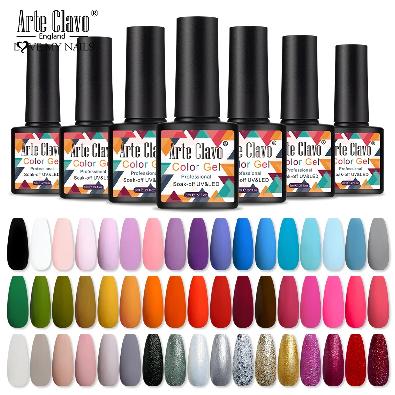 Top Trends: Arte Clavo 8ml Gel Nail Polish Matt Top Base Coat LED Soak Off Black White New Arrival Varnish Hybrid Nail Art Maincure Polish Shoppable Styles