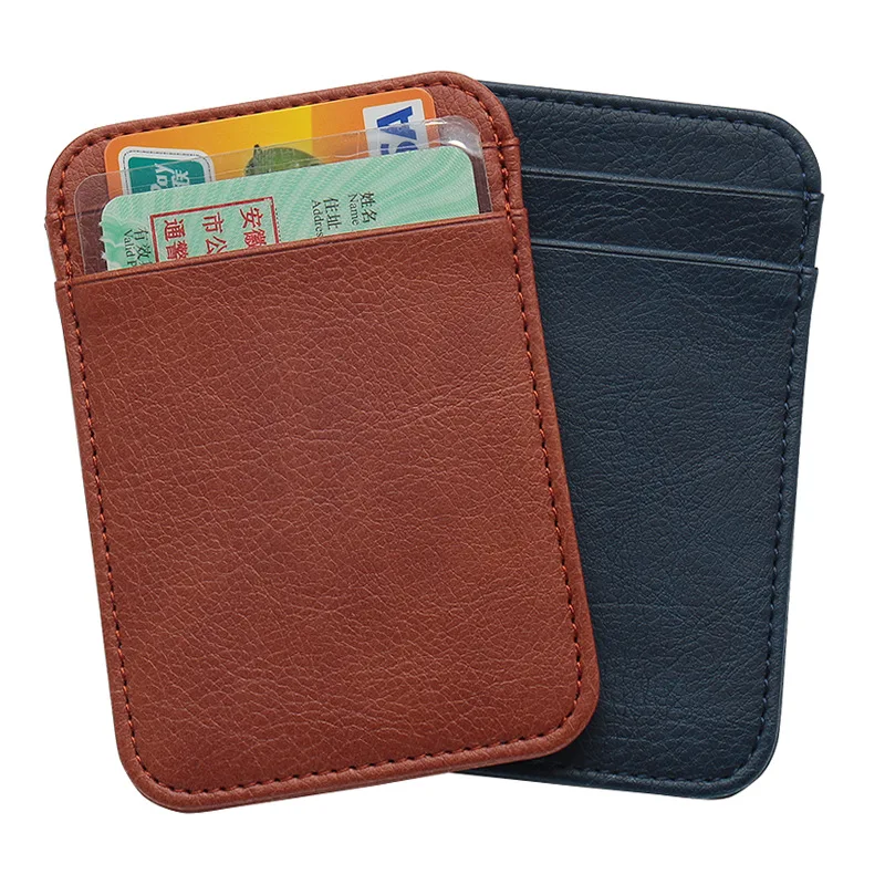 Top Trends: Mini PU Leather ID Business Card Holder Women Men Multi Slot Slim Solid Color Driver License Case Ticket Credit Card Bag Shoppable Styles