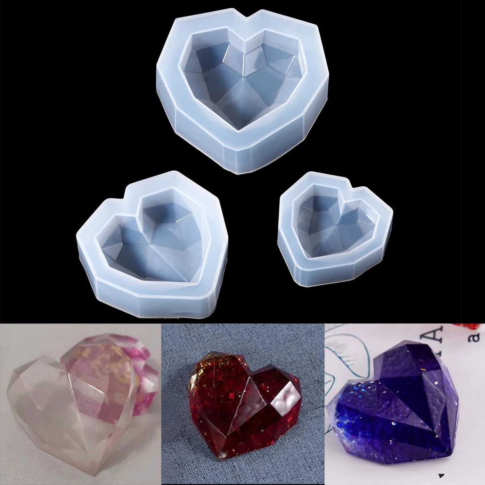 Top Trends: 3 Sizs 3D Diamond Love Epoxy Resin Mold Geometric Heart Shape Candle Molds For DIY Epoxy Resin Soap Crafts Home Decoration Tools Shoppable Styles