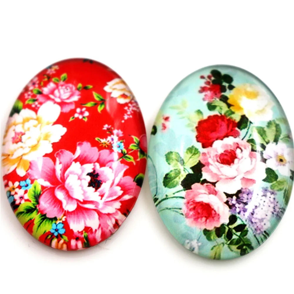 Top Trends: New Fashion 2pcs 30x40mm Handmade Photo Glass Cabochons (Fashion Flowers) Shoppable Styles