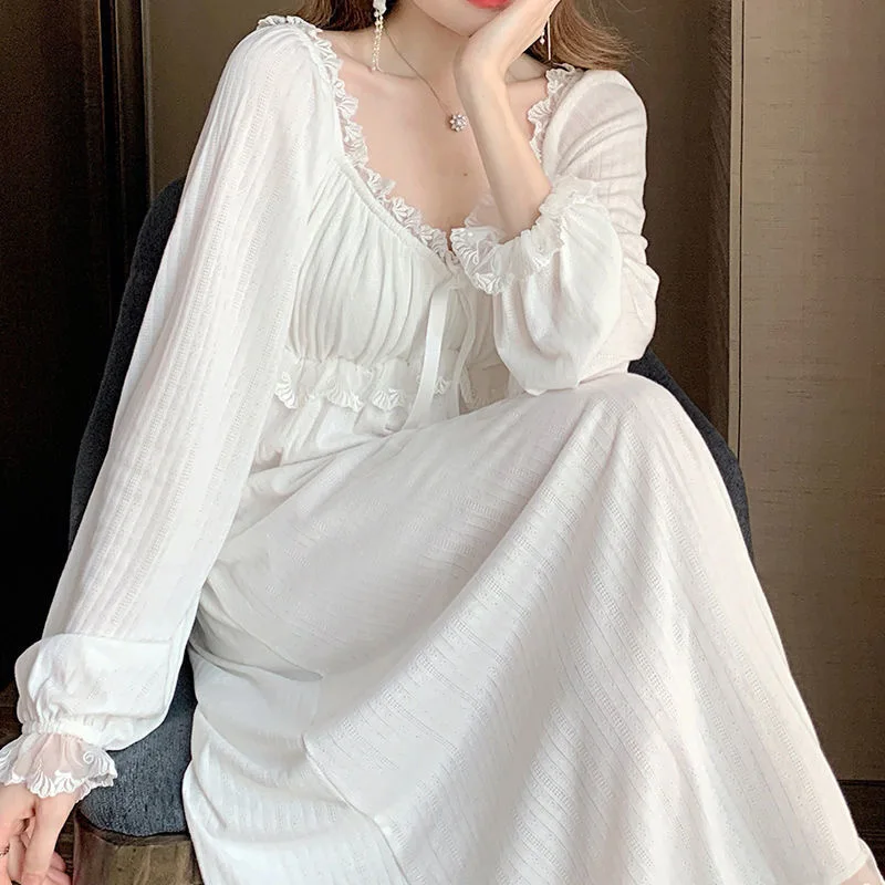 Top Trends: Fdfklak Cotton Nightgowns For Women New Long Sleeve Night Dress Large Size Loose White Nightdress Ladie&#039;s Nightwear Nightshirt Shoppable Styles