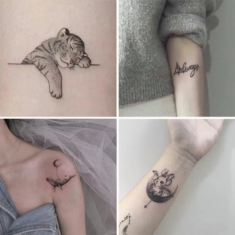 Top Trends: New Black And White Tiger Tattoo Stickers Waterproof Long-Lasting Fake Tattoo Small Fresh Couple Cute Temporary Tattoo Stickers Shoppable Styles