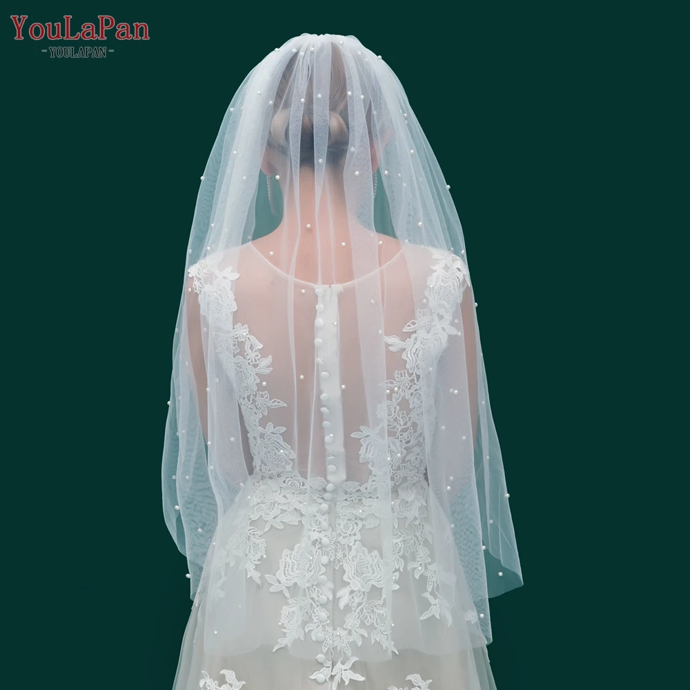 Top Trends: YouLaPan V05 Luxury Bridal Tulle Bridal Veil Pearl Wedding Veil With Hair Comb 1 Tier Long Wedding Veil Cathedral Wedding Veil Shoppable Styles - Image 4