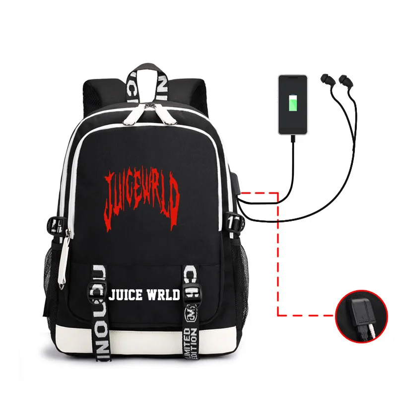 Top Trends: Juice Wrld Printed Backpack For Men And Women Students School Bag USB Charging Headset Hole Backpacks Fashion Zipper Soft Bags Shoppable Styles