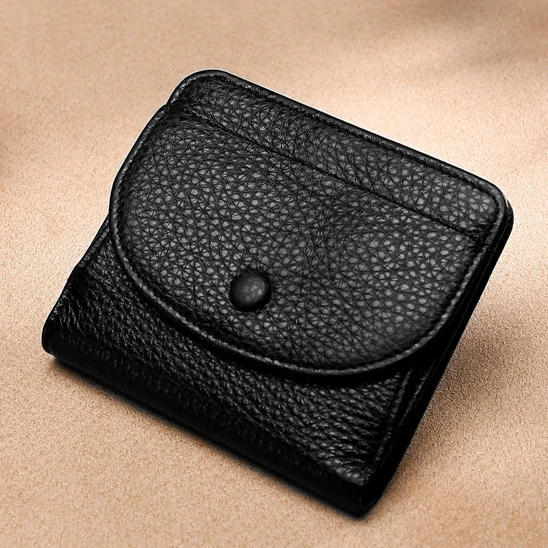 Top Trends: T195 Neat Girl Billfold Coin Organizer Lady Cowhide Small Handbag Top Layer Cow Leather Card Holder Bag Wallet Clutch Flap Purse Shoppable Styles - Image 4