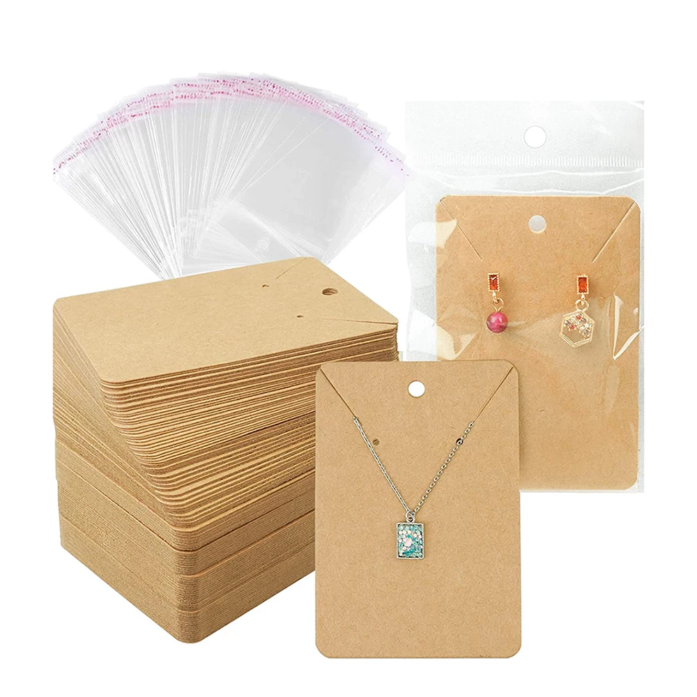 Top Trends: Earring Cards Necklace Display Cards With Bags 50pcs Earring Display Cards 50Pcs Self-Seal Bags Kraft Paper Tags For DIY Jewelry Shoppable Styles