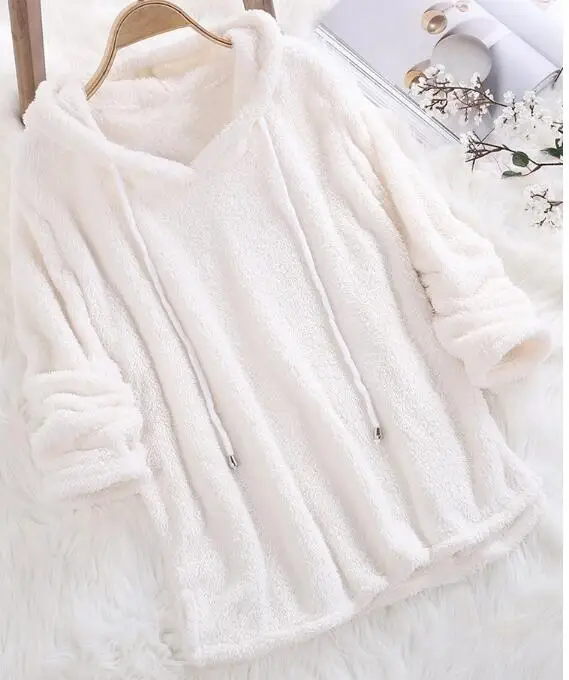 Top Trends: Plus Size 5XL 2022 Autumn Winter Women Casual Solid Long Sleeve Sweatshirt Long Sleeve Plush Thick Warm Hoodies Pullover Shoppable Styles