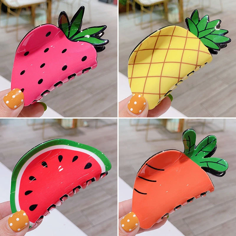 Top Trends: Strawberry Accessories Handmade Fruit Shape Large Claw Clip Acetate Watermelon Ponytail Clip Women Korea Fruit Ponytail Barrette Shoppable Styles