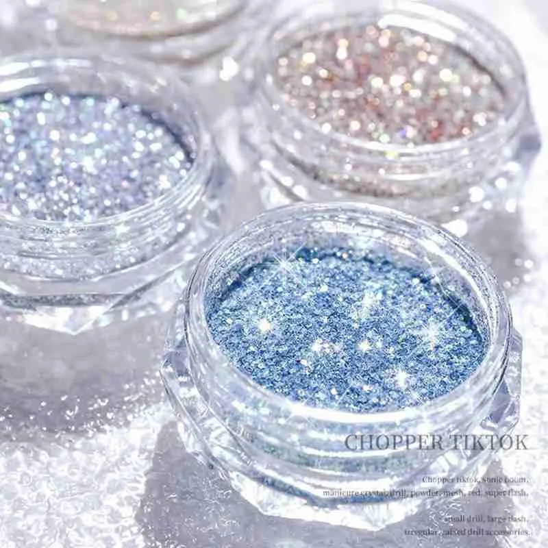 Top Trends: 8 Colors Nail Crystal Diamond Powder Rainbow Color Glitter Shiny Pigment Holographic Glass Micro Drill Nails Art Decoration Shoppable Styles