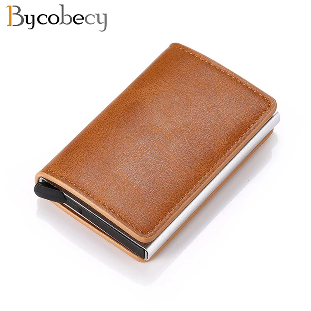 Top Trends: Bycobecy 2023 New ID Credit Card Holder Men Woman Leather Wallet Money Clips RFID Vintage Aluminium Case Card Holder Coin Wallet Shoppable Styles